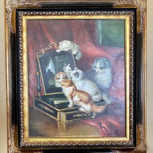 Cat and Kitten Oil Painting